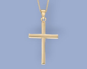 Plain Cross Necklace in 9ct Gold, Gold Cross, Cross Jewellery, Eternal Faith Jewellery, Communion, Baptism or Christening Gift