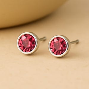 Pendientes de plata de ley con turmalina y piedra de nacimiento de octubre