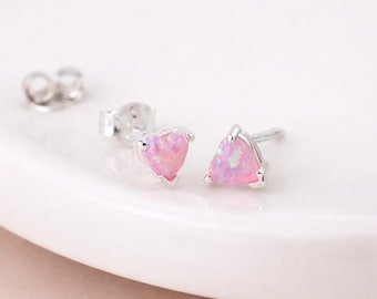 Sterling Silver Pink Opal Micro Stud Earrings – 4mm
