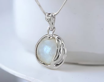 Sterling Silver Rainbow Moonstone Necklace