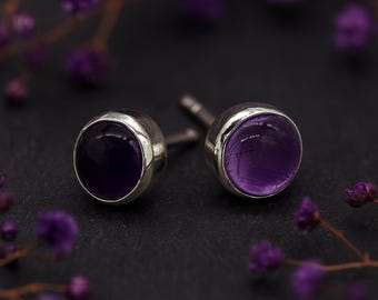 Sterling Silver Amethyst Stud Earrings