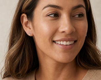 Paloma Heart Stud Earrings In Sterling Silver