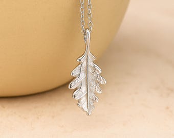 Personalised Sterling Silver Oak Leaf Necklace