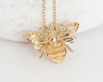 Personalised Solid 9ct Gold Bumble Bee Necklace