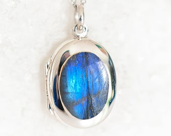 Personalised Sterling Silver Labradorite Locket