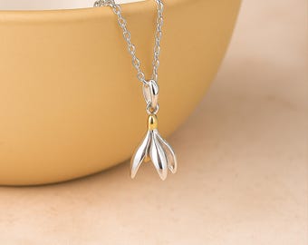 Personalised Sterling Silver Snowdrop Necklace
