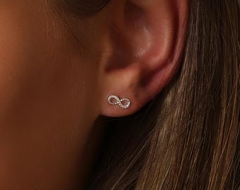 Sterling Silver Infinity Stud Earrings – 3mm x 8mm