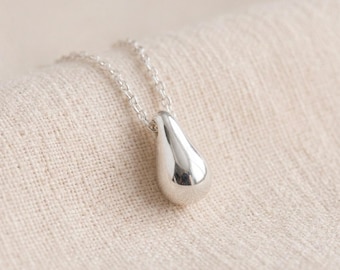Solid Personalised Teardrop Necklace In Sterling Silver