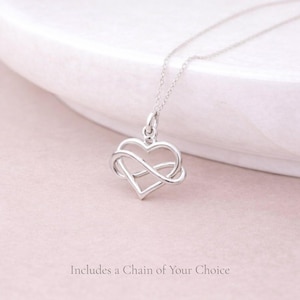 Personalised Small Sterling Silver Infinity Heart Pendant Necklace
