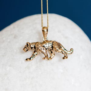 Mens Personalised Gold Plated Sterling Silver Leopard Necklace