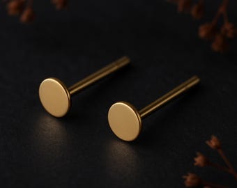 Mini Gold Plated Sterling Silver Disc Stud Earrings