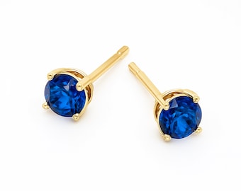 Solid 9ct Gold September Birthstone Stud Earrings – 4mm