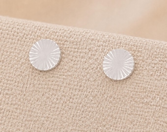 5mm Sterling Silver Textured Disc Stud Earrings