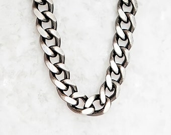 Mens Oxidised Sterling Silver Curb Chain Bracelet