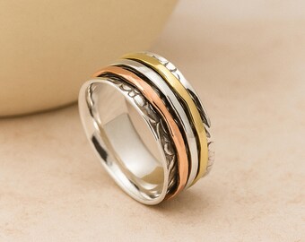Personalised Sterling Silver Floral Spinner Ring