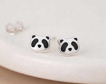 Sterling Silver Panda Stud Earrings – 7mm x 6mm
