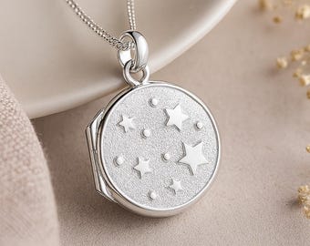 Personalised Sterling Silver Galaxy Star Locket