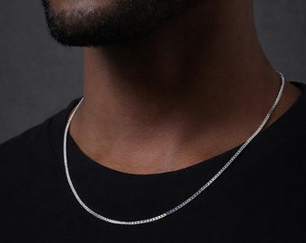 Sterling Silver Light Box Chain Necklace – 16in To 20in