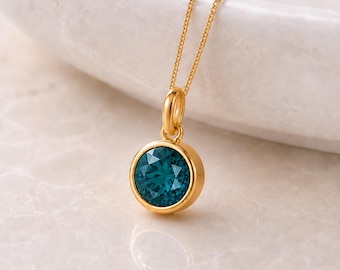 Personalised Gold Plated Sterling Silver December Birthstone Topaz Pendant Necklace
