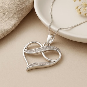 Sterling Silver Infinity Heart Pendant: Laser Cut Eternal Love Charm