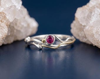 Molten Sterling Silver and Ruby Engagement Ring