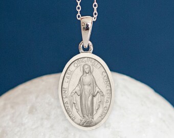 Sterling Silver Miraculous Medal Necklace