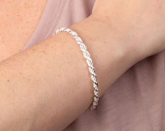 Heavy Sterling Silver Rope Chain Bracelet