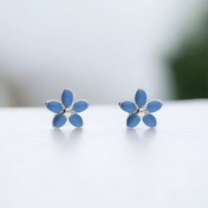 Mini Sterling Silver Forget me Not Flower Stud Earrings