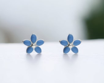 Mini Sterling Silver Forget me Not Flower Stud Earrings