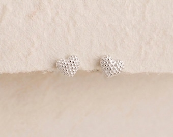 Personalised Beaded Heart Stud Earrings In Sterling Silver