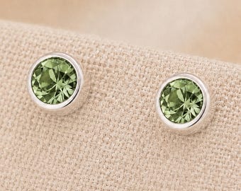 7mm Sterling Silver August Birthstone Stud Earrings