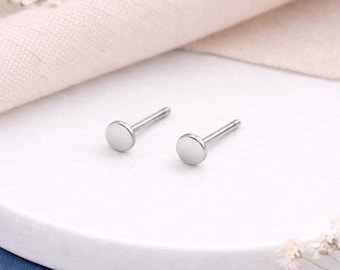 Micro Sterling Silver Disc Stud Earrings – 3mm