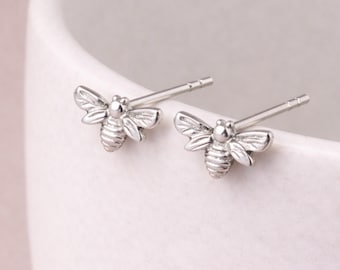 Sterling Silver Bee Stud Earrings – 10mm x 7mm