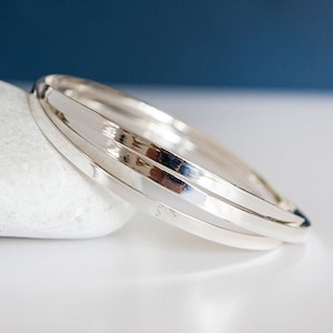 Recycled Sterling Silver Rolling Bangle: Three Interlocked Bands