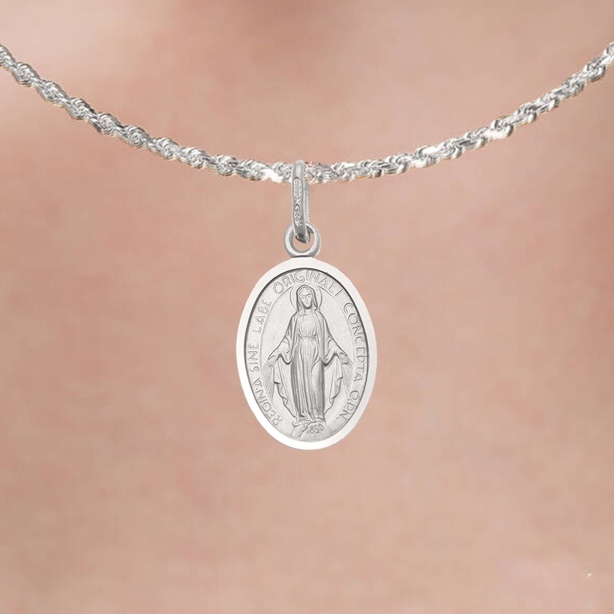 Sofiya Leone Virgin Sex Video - Miraculous Medal Necklace in Sterling Silver Double Sided - Etsy