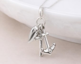 Personalised Sterling Silver Faith, Hope And Charity Charm Pendant Necklace