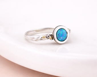 Molten Sterling Silver Opal Engagement Ring