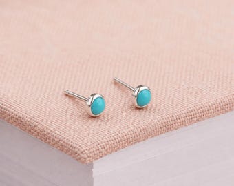 4mm Sterling Silver Turquoise Stud Earrings