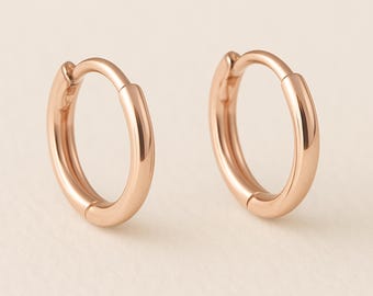 Mini Rose Gold Plated Sterling Silver Huggie Hoop Sleeper Earrings