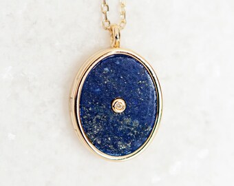 Personalised Gold Plated Sterling Silver Lapis Lazuli Locket