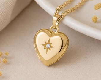 Personalised Twinkling Gold Plated Sterling Silver Heart Locket