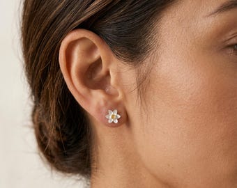 Personalised Daffodil Stud Earrings in Sterling Silver and Gold