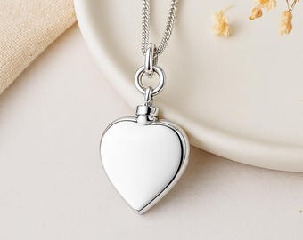 Personalised Sterling Silver Heart Urn Necklace For Ashes