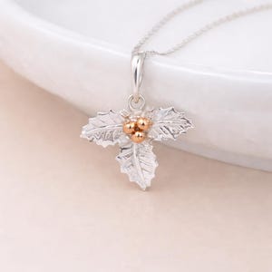 Personalisierte Sterling Silber Dezember Holly Geburt Blume Halskette