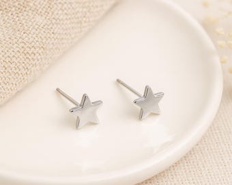 Sterling Silver Star Stud Earrings: Dainty Minimalist Celestial Jewelry