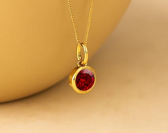 Personalised Gold Plated Sterling Silver July Ruby Birthstone Necklace