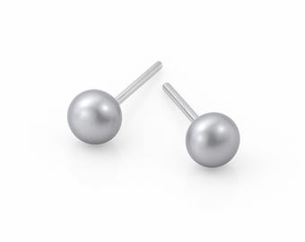 Sterling Silver Grey Freshwater Pearl Stud Earrings – 5mm