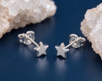 Personalised Tiny Star Stud Earrings in Sterling Silver
