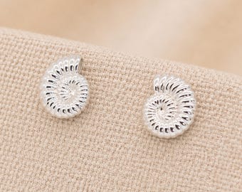 6mm Sterling Silver Ammonite Fossil Stud Earrings