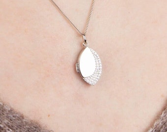 Personalised Sterling Silver Marquise Locket
